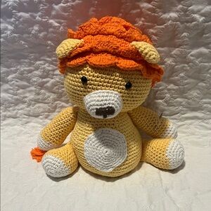 Handmade Crocheted Lion Bear Plush - Yellow & Orange